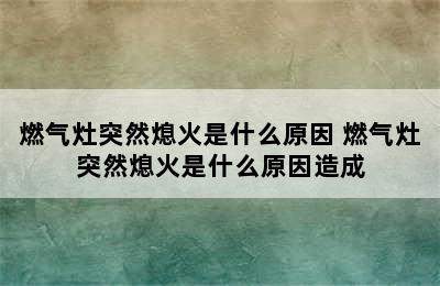 燃气灶突然熄火是什么原因 燃气灶突然熄火是什么原因造成